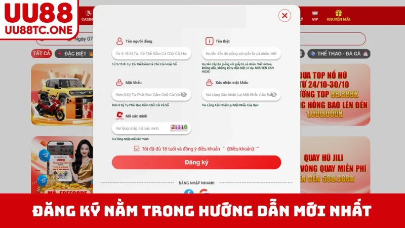 Đăng ký nằm trong hướng dẫn mới nhất